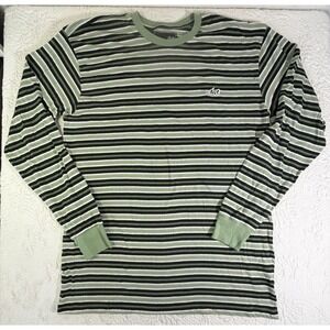 LOST‎ ENTERPRISE EMBROIDERED LOGO LONG SLEEVE HORIZONTAL STRIPED TEE Size L